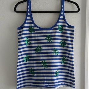 NWOT J. Crew Blue Striped Tank Top